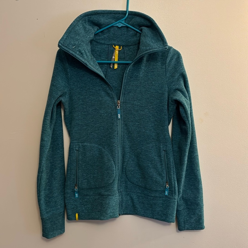 Lole Heather Teal Zip Up Sweater